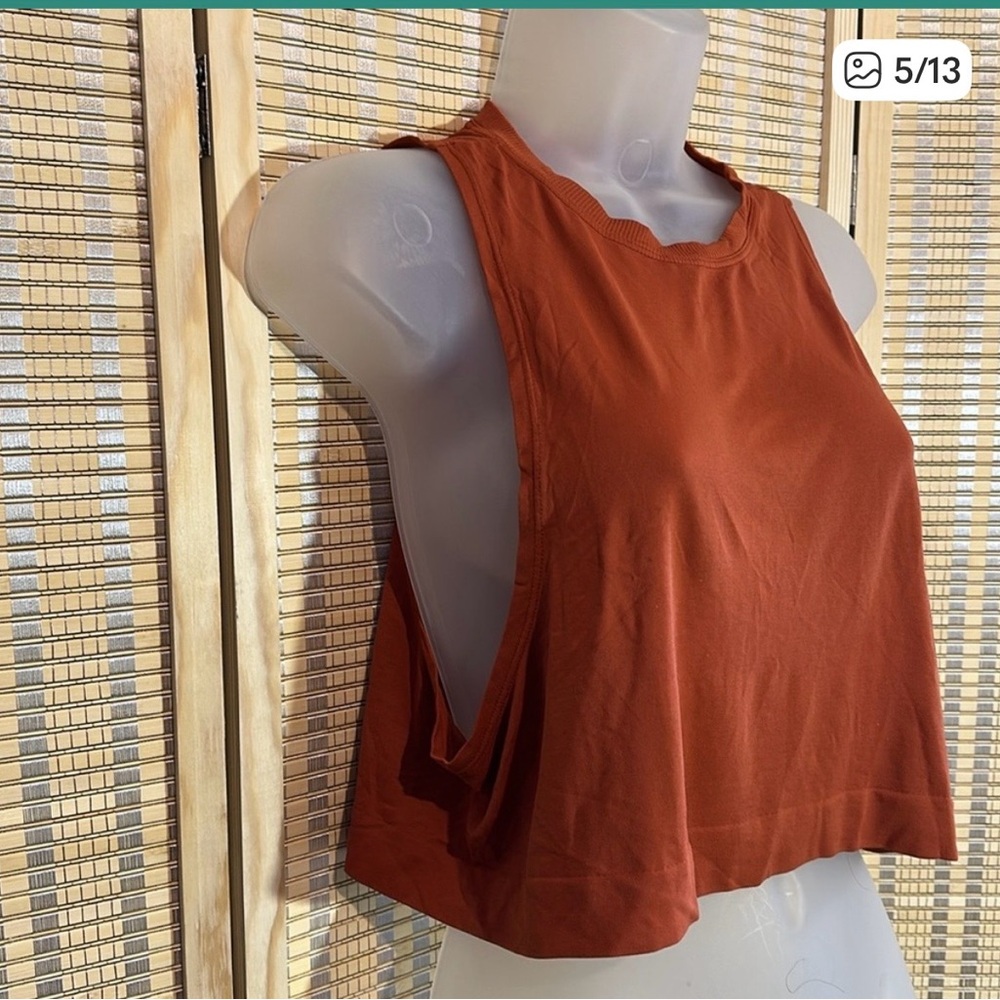 Avocado Rust Orange Cropped Muscle Tank Top Medium Large